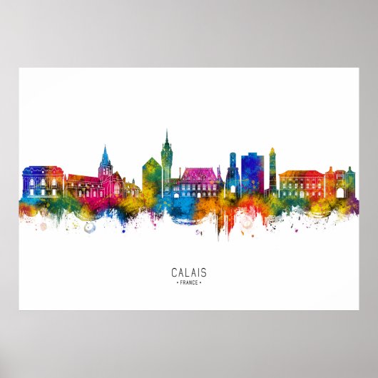 Skyline von Calais Frankreich Poster (Vorne)