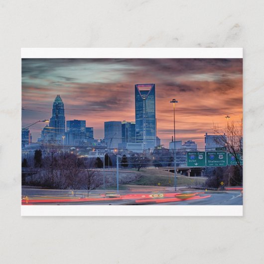 Skyline von Charlotte Postkarte (Vorderseite)