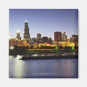 Skyline von Chicago bei Dämmerung Magnet