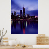 Skyline von Chicago bei Dämmerung Poster (Küche)