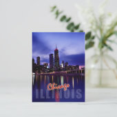 Skyline von Chicago bei Dämmerung Postkarte (Stehend Vorderseite)