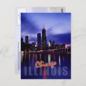 Skyline von Chicago bei Dämmerung Postkarte (Vorne/Hinten)