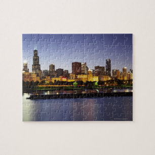 Skyline von Chicago bei Dämmerung Puzzle