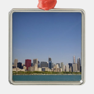 Skyline von Chicago, Illinois, USA. Silbernes Ornament