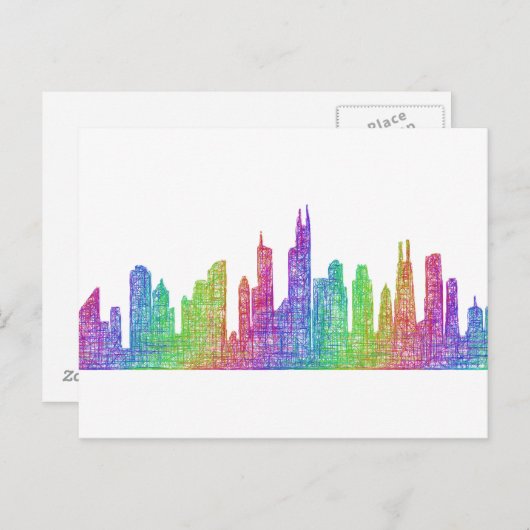 Skyline von Chicago Postkarte (Vorne/Hinten)