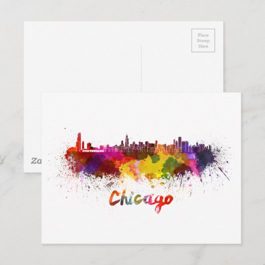 Skyline von Chicago Postkarte (Vorne/Hinten)