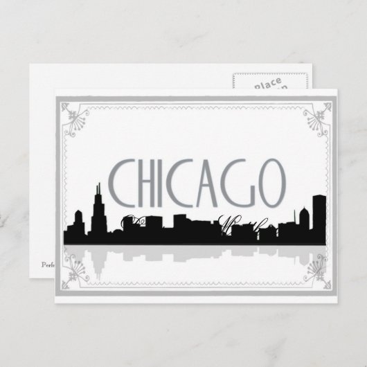 Skyline von Chicago Postkarte (Vorne/Hinten)