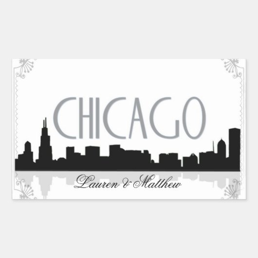 Skyline von Chicago Rechteckiger Aufkleber (Vorderseite)
