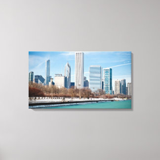 Skyline von Chicago über den gefrorenen Lake Michi Leinwanddruck