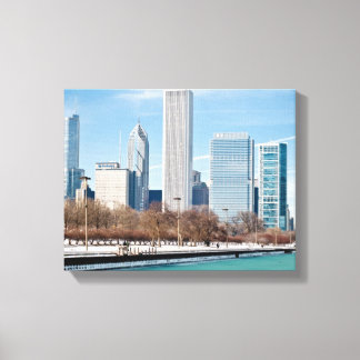 Skyline von Chicago über den gefrorenen Lake Michi Leinwanddruck