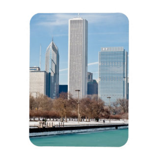 Skyline von Chicago über den gefrorenen Lake Michi Magnet