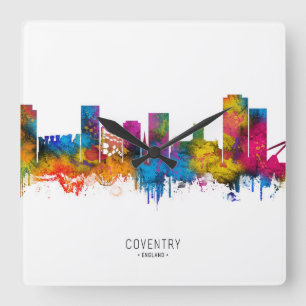 Skyline von Coventry, England Quadratische Wanduhr