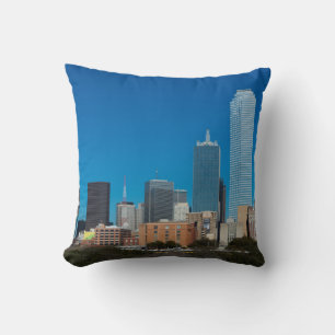 Skyline von Dallas Texas bei Sonnenuntergang Kissen