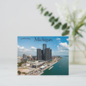 Skyline von Detroit Michigan Postkarte (Stehend Vorderseite)