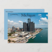 Skyline von Detroit Michigan Postkarte (Vorne/Hinten)