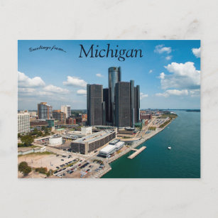Skyline von Detroit Michigan Postkarte