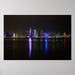 Skyline von Doha, Katar am Nachtposter Poster