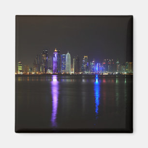 Skyline von Doha, Qatar am Nachtmagneten Magnet