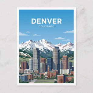 Skyline von Downtown Denver mit Rocky Mountains Postkarte