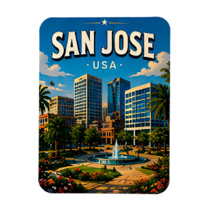Skyline von Downtown San Jose Magnet