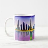 Skyline von Dubai mit Wolkenkratzer Burj Khalifa Kaffeetasse (Links)