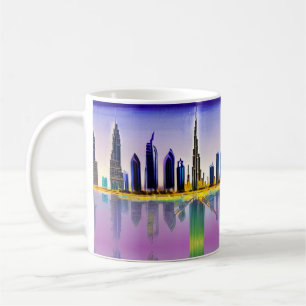 Skyline von Dubai mit Wolkenkratzer Burj Khalifa Kaffeetasse