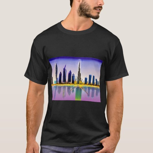 Skyline von Dubai mit Wolkenkratzer Burj Khalifa T-Shirt (Vorderseite)