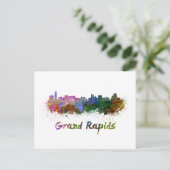 Skyline von Grand Rapids in Aquarell Postkarte (Stehend Vorderseite)