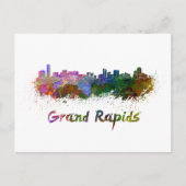 Skyline von Grand Rapids in Aquarell Postkarte (Vorderseite)
