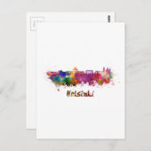 Skyline von Helsinki in Aquarellfarben Postkarte (Vorne/Hinten)