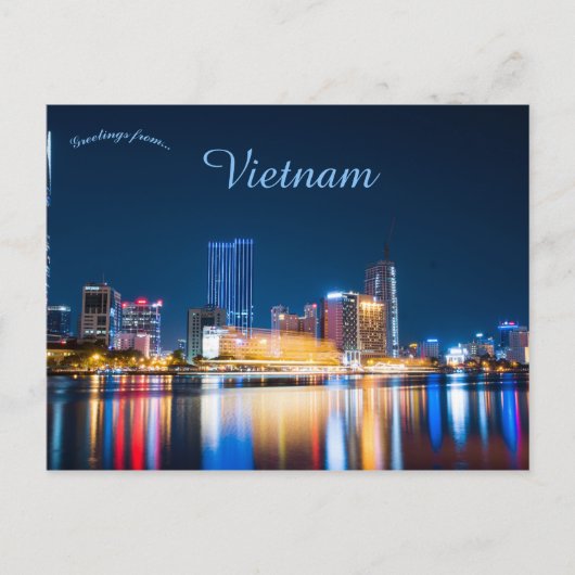 Skyline von Ho Chi Minh City bei Nacht Postkarte (Vorderseite)