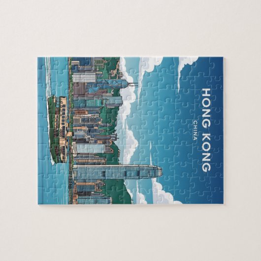 Skyline von Hongkong Puzzle (Horizontal)