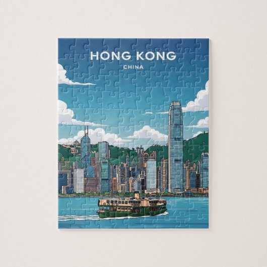 Skyline von Hongkong Puzzle (Vertikal)