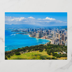 Skyline von Honolulu, Hawaii. Folien Feiertagspostkarte