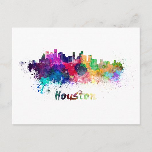 Skyline von Houston in Aquarellen Postkarte (Vorderseite)