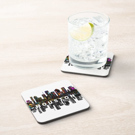 Skyline von Houston, Texas, Graffiti Getränkeuntersetzer (Rechte Seite)