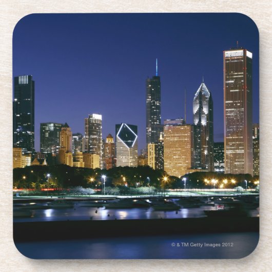 Skyline von im Stadtzentrum gelegenem Chicago Getränkeuntersetzer (Vorderseite)