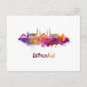 Skyline von Istanbul in Aquarellfarben Postkarte (Vorderseite)