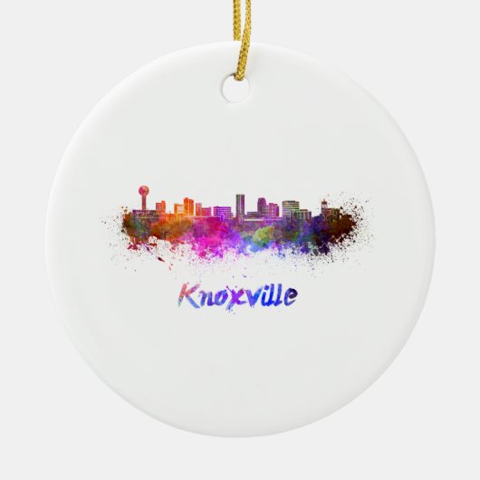 Skyline von Knoxville in Aquarellfarbe Keramik Ornament (Vorne)