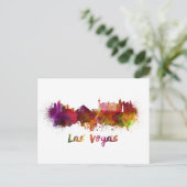 Skyline von Las Vegas in Aquarellfarben Postkarte (Stehend Vorderseite)