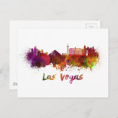 Skyline von Las Vegas in Aquarellfarben Postkarte (Vorne/Hinten)