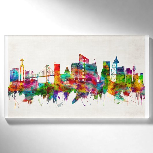 Skyline von Lissabon Namenschild (Vorderseite)