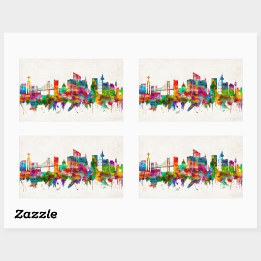 Skyline von Lissabon Rechteckiger Aufkleber (Blatt)