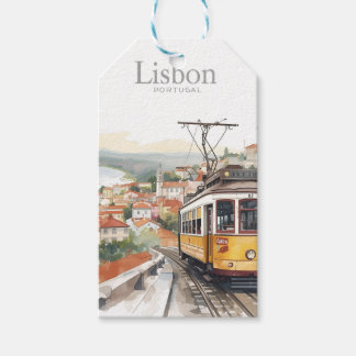 Skyline von Lissabon - Vintage Straßenbahn - Kunst Geschenkanhänger