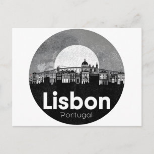 Skyline von Lissabon - Vintage Travel Art Postkarte