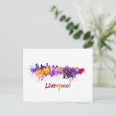 Skyline von Liverpool in Aquarellfarben Postkarte (Stehend Vorderseite)