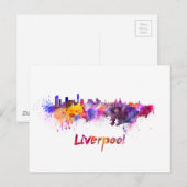 Skyline von Liverpool in Aquarellfarben Postkarte (Vorne/Hinten)
