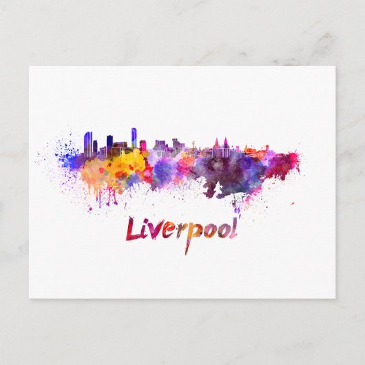 Skyline von Liverpool in Aquarellfarben Postkarte (Vorderseite)