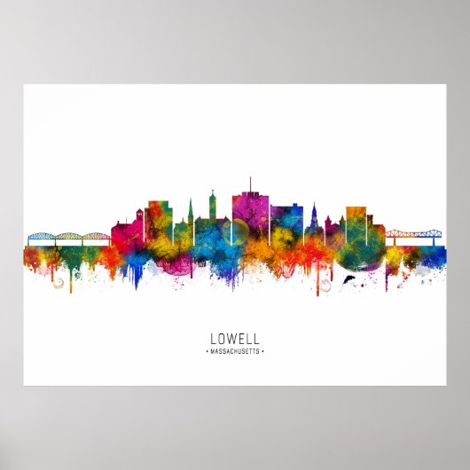 Skyline von Lowell Massachusetts Poster (Vorne)