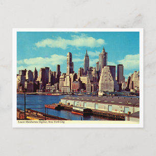 Skyline von Lower Manhattan, Vintage 1970er Postkarte